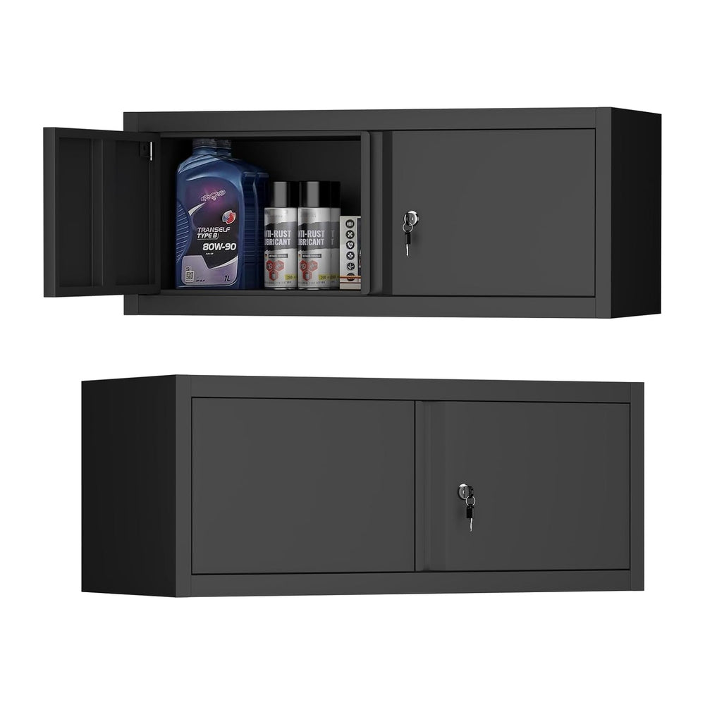 Garage Locking Cabinet, 13” H Garage Storage Cabinet Wall Mounted, Floating S...