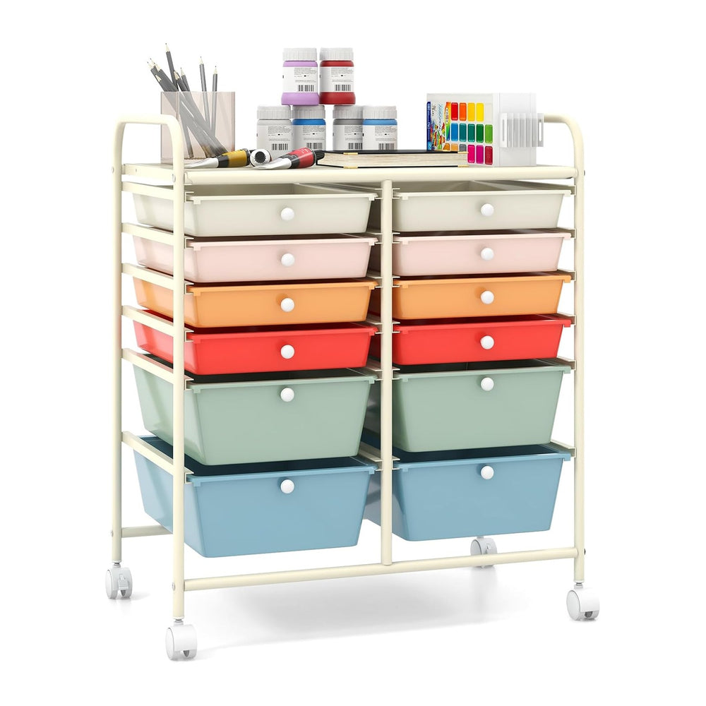 Giantex 12 Drawer Rolling Storage Cart Tools Scrapbook Paper Office School Or...
