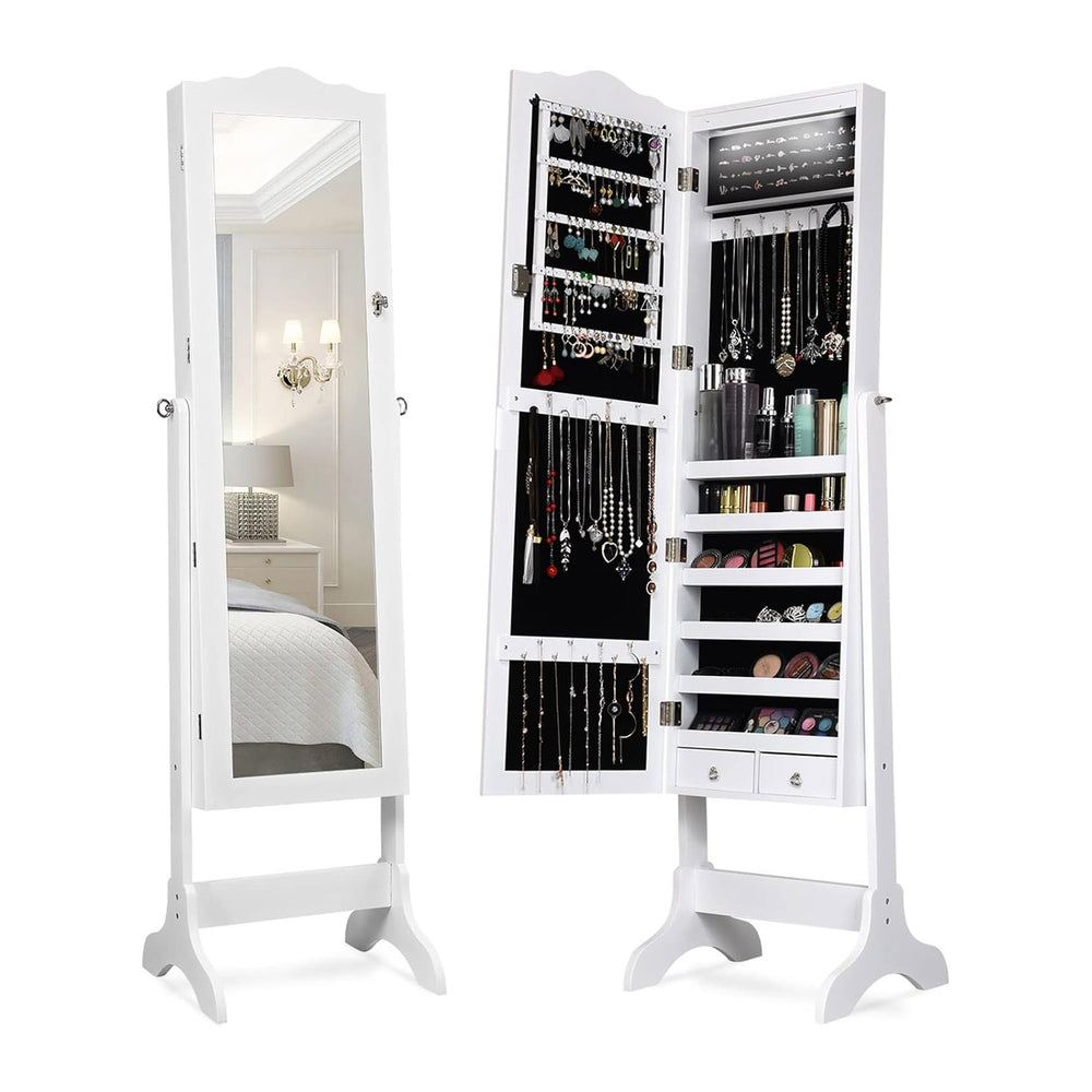 Giantex Jewelry Armoire Organizer with Full Length Mirror, 14 LEDs Floor Stan...