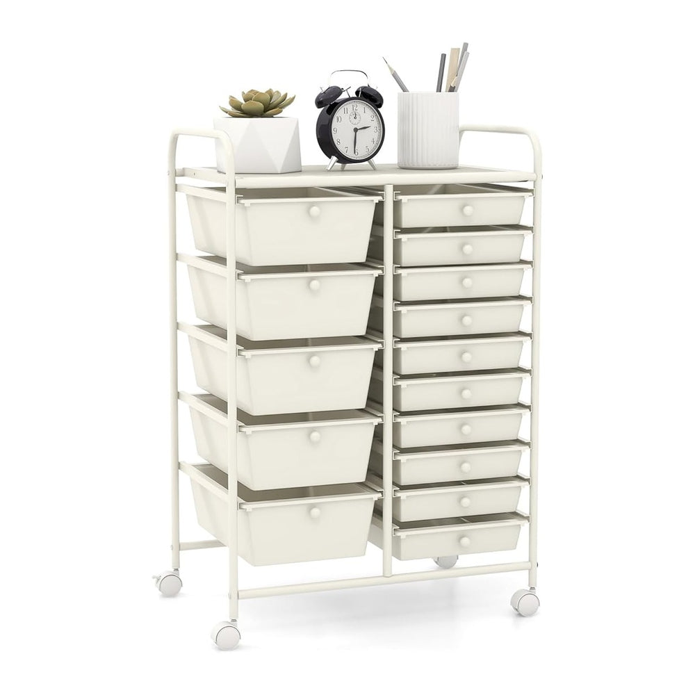 GOFLAME 15-Drawer Rolling Storage Cart, Utility Cart