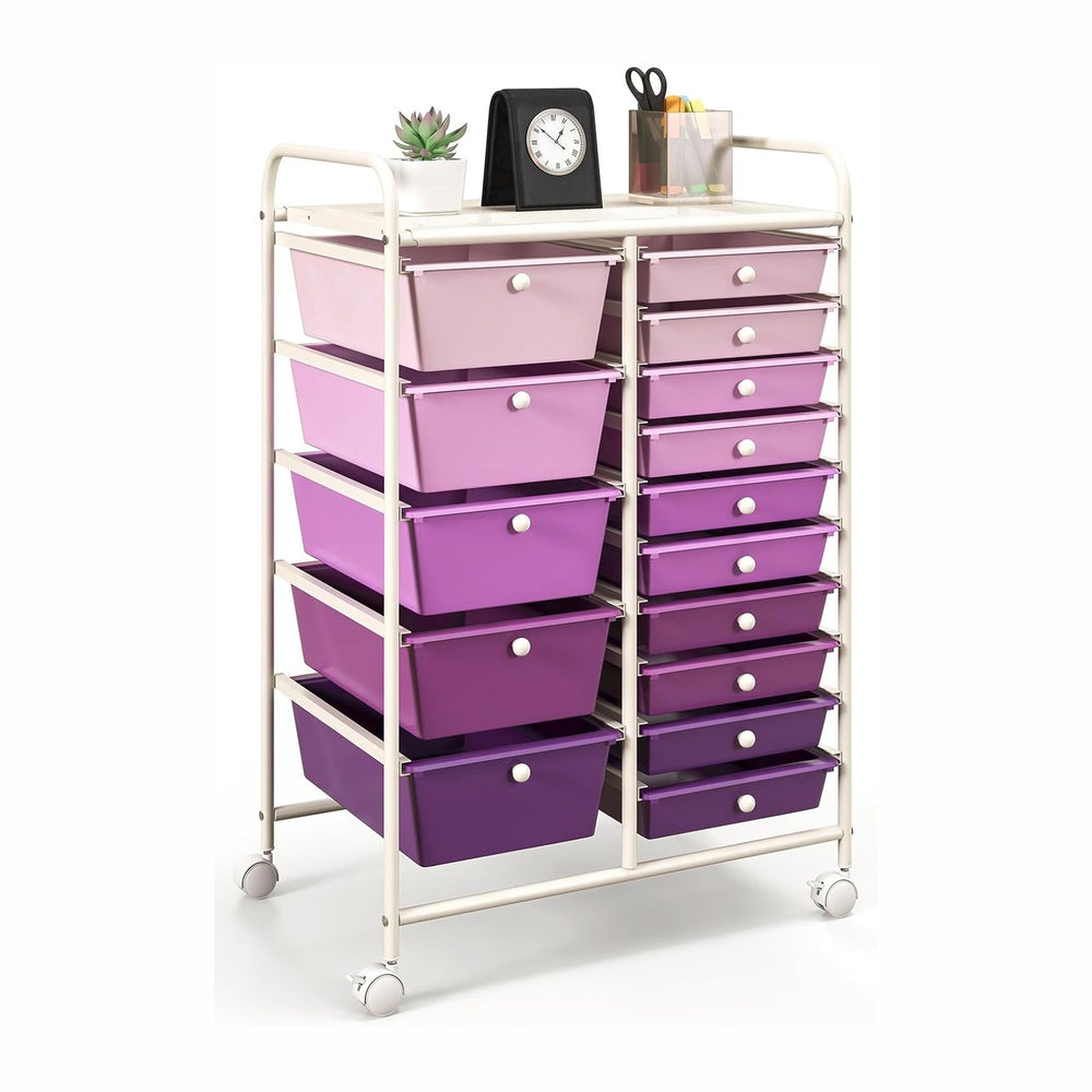 GOFLAME 15-Drawer Rolling Storage Cart, Utility Cart