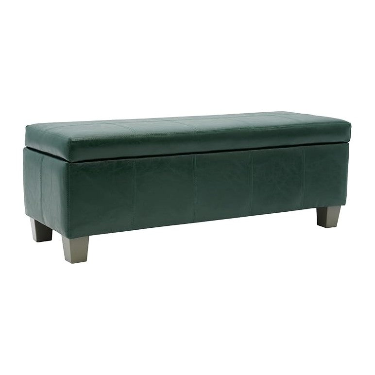 Green Faux Leather Ottoman
