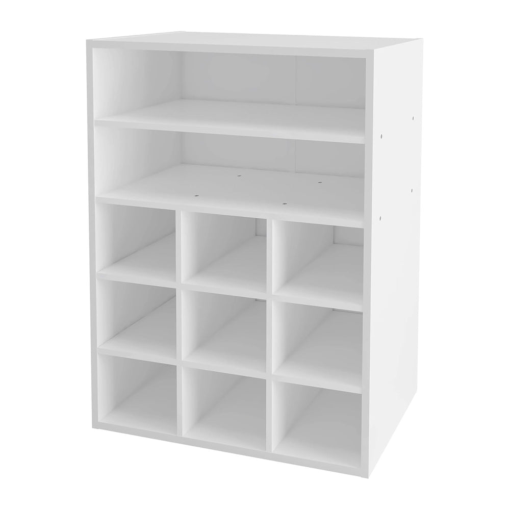 HAIOOU Shoe Cubby, 9-Cube Stackable Wood Shoe Rack Organizer 24 Inch, White