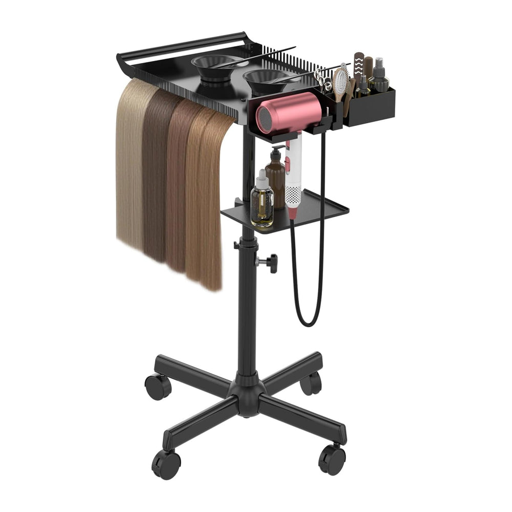 Hairstylist Tray on Wheels, Rolling Salon Tray with Holder and Hair Separator...
