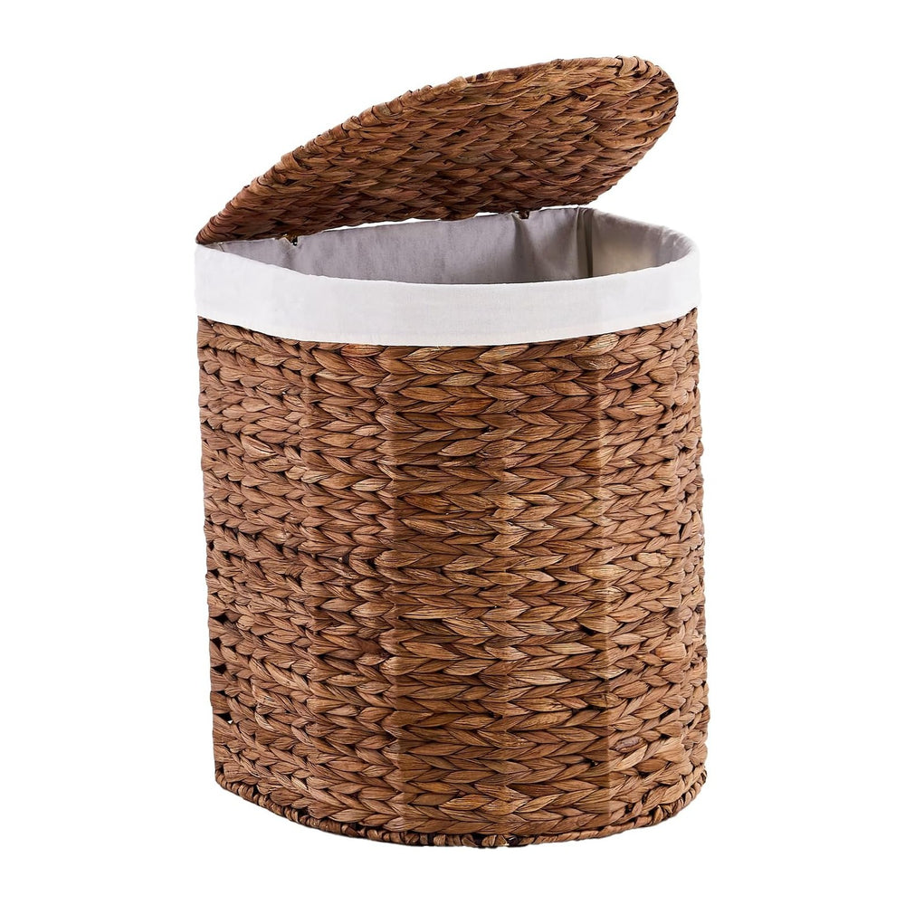 Half Moon Natural Water Hyacinth Laundry Hamper, 90L, Espresso