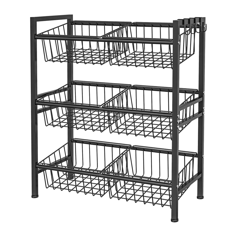 Hastatii Kitchen Storage Basket Shelf, Snack Basket Shelf, 3 Tier Fruit Veget...