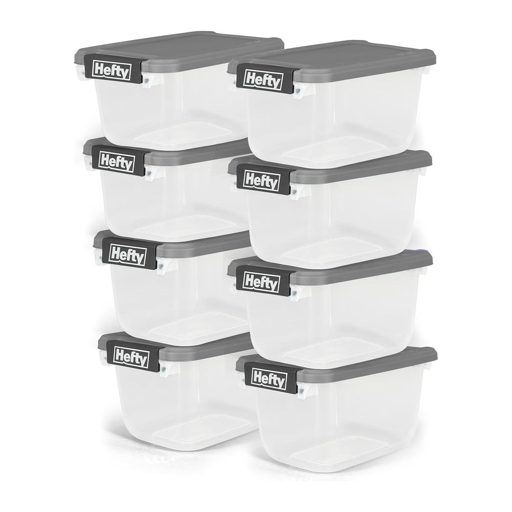 Hefty 6.5 Qt Flat-Lid Storage Bin with Lid, Stackable Plastic Storage Contain...