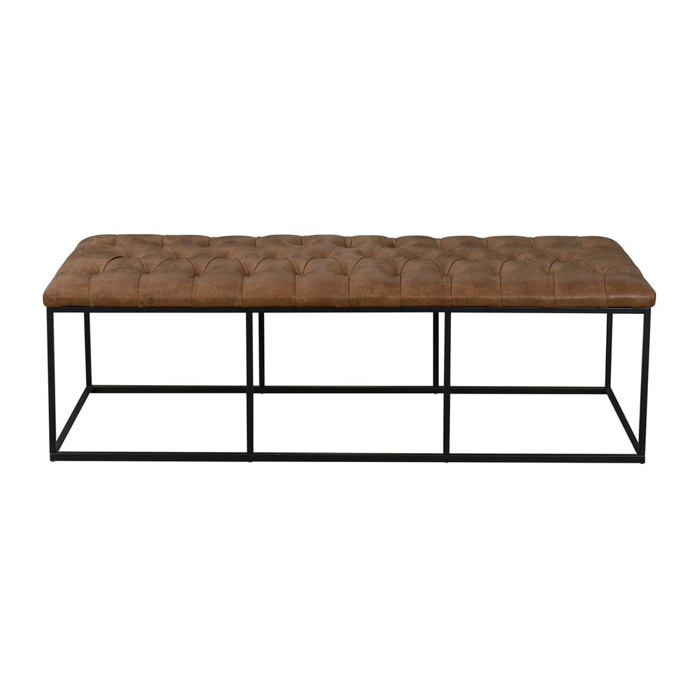 HomePop 58" Large Upholstered Bench - Light Brown PU Leather