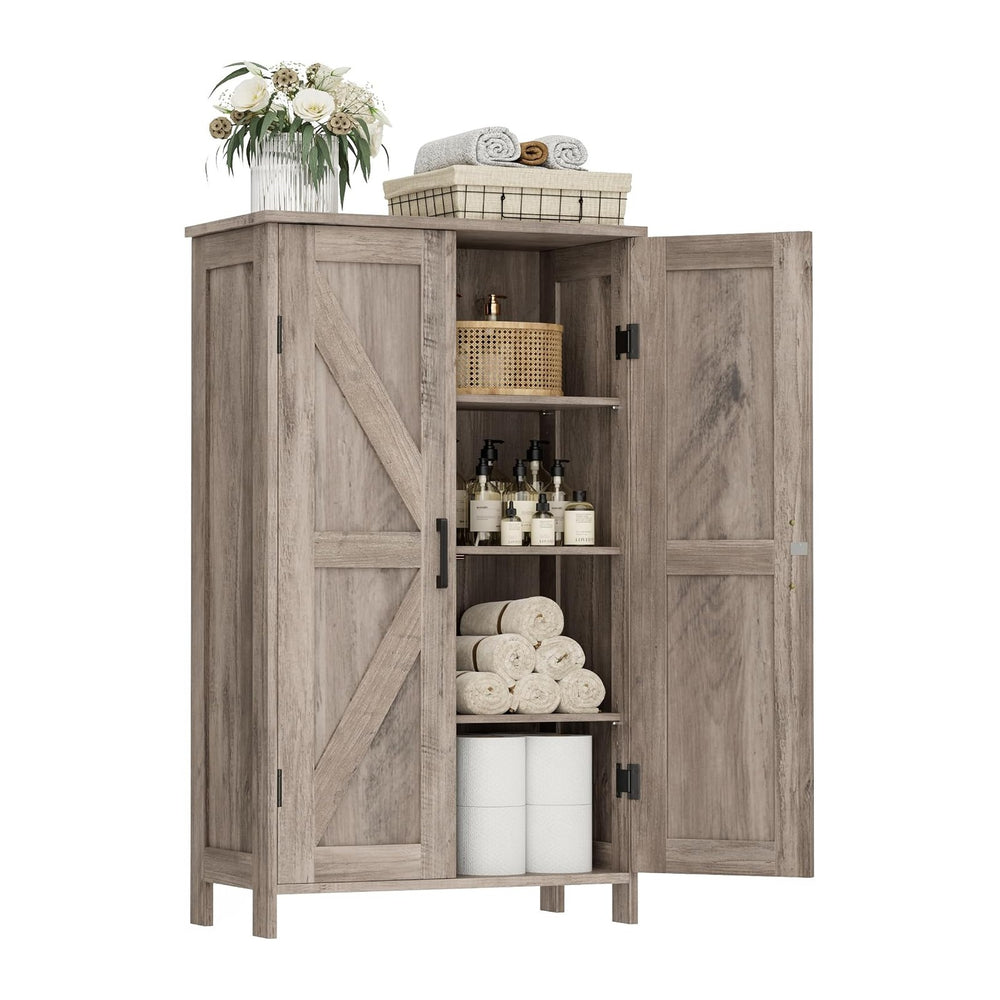 Homleke 43.3" H Farmhouse Bathroom Storage Cabinet with Adjustable Shelves