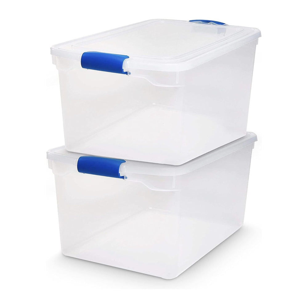 HOMZ 2-Pack Latching Lid, Large Clear Plastic Storage Bins