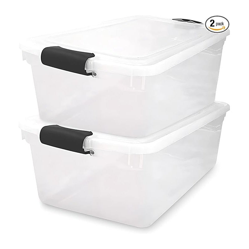 HOMZ 2-Pack Secure Latch, 64 Quart, and Office Organization