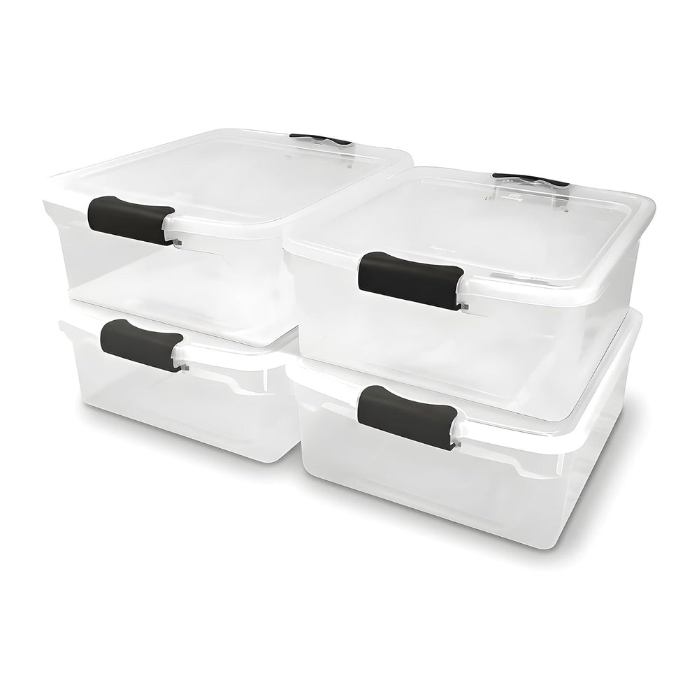 HOMZ 4-Pack Latching Lid, 15.5 Quart, and Office