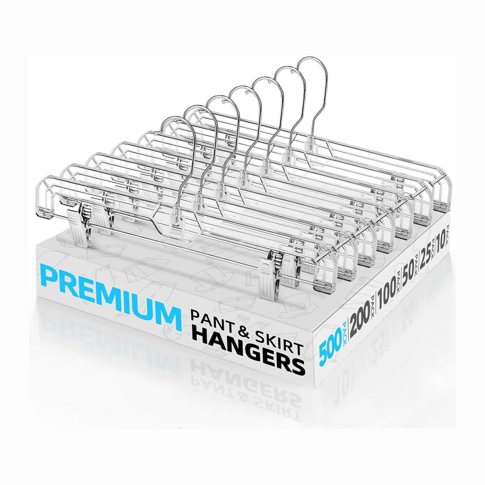 HOUSE DAY Heavy Duty Clear Pants Hangers 500 Pack, 14'' Skirt Hangers
