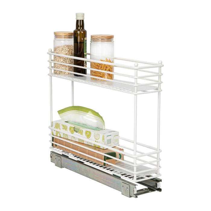 Household Essentials White Steel Artisan Organizer with Plastic Liners, 2-Tier Pull-Out
