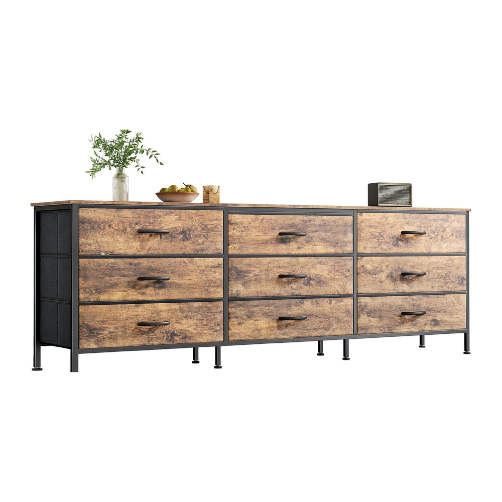Huuger 63 Inch Dresser for Bedroom, Dresser for Closet with 9 Fabric Drawers,...