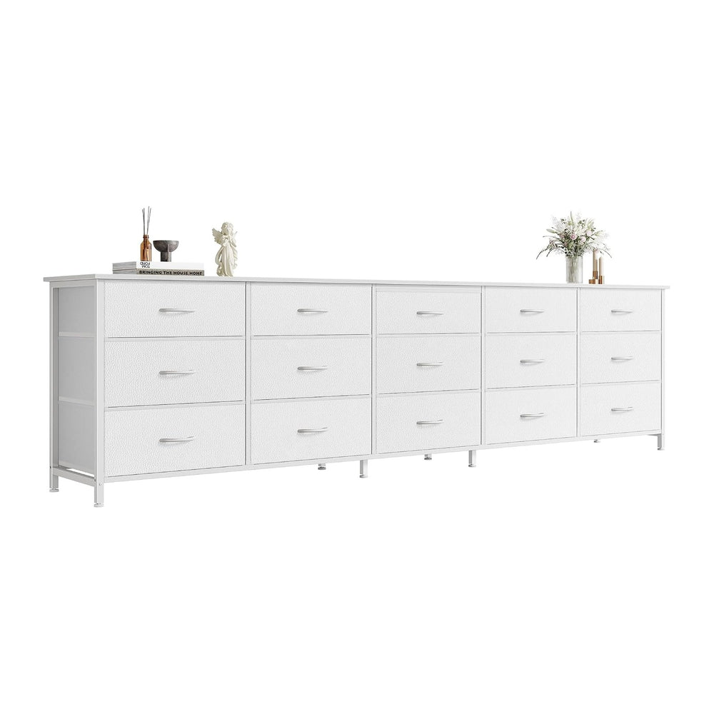 Huuger 78.7 inch Long Dresser for Bedroom, 15 Drawer Fabric Dresser for Close...