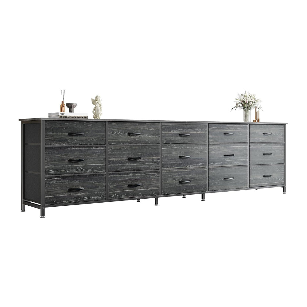Huuger 78.7 inch Long Dresser for Bedroom, 15 Drawer Fabric Dresser for Close...