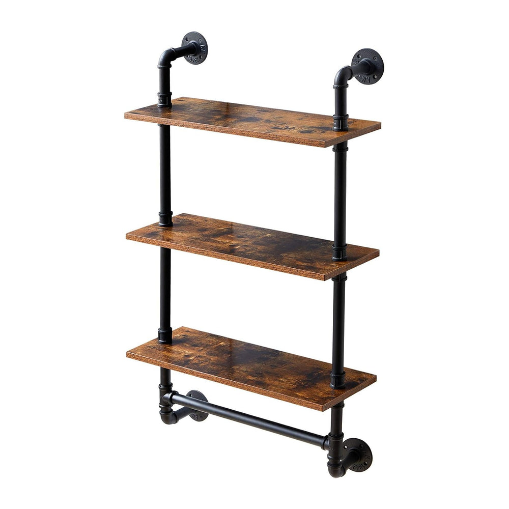 IBUYKE 3-Tiers Industrial Pipe Shelves with Towel Bar RF-TM015