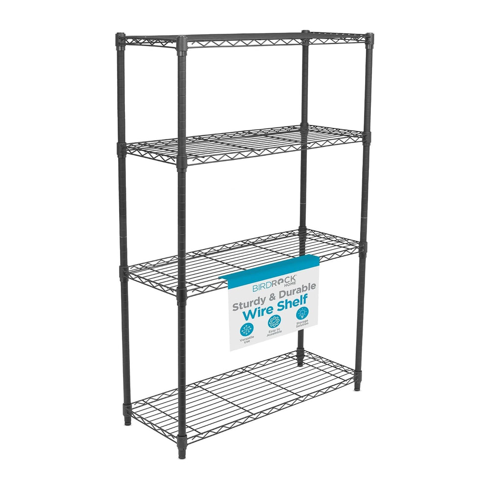 Internet's Best 4-Tier Wire Shelving | Flat Black | Heavy Duty Shelf | Wi...