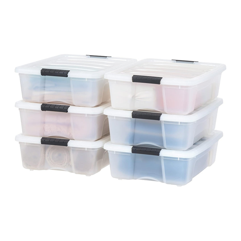 IRIS USA 6-Pack 27 Quart Storage Bins with Lids, Pearl