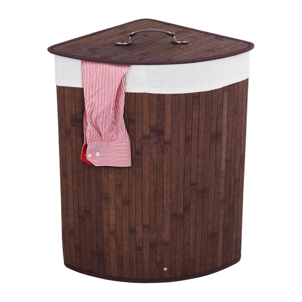 Julimoon Bamboo Laundry Hamper With Lid, Removable Liner and Handle - Clothes...