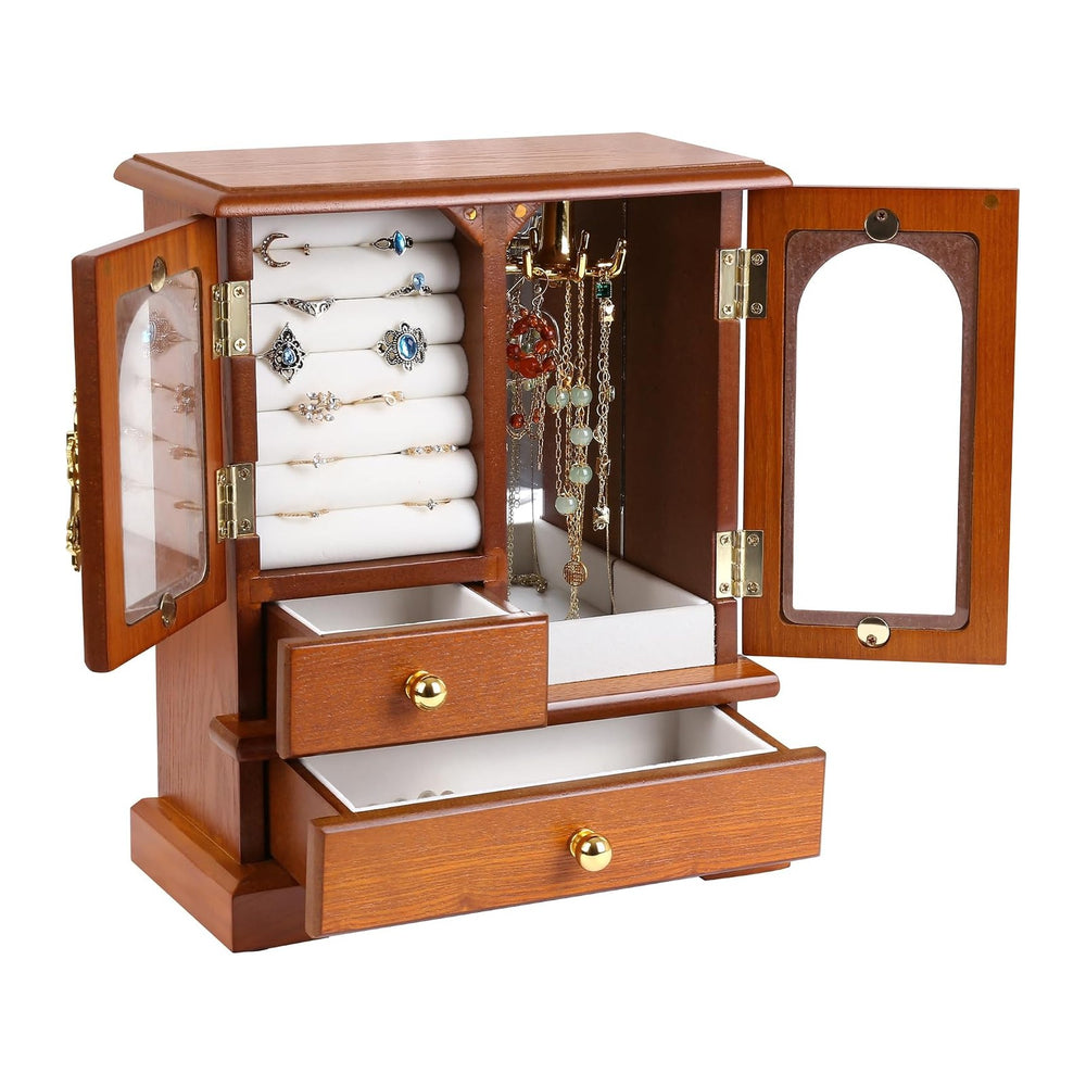 Kendal Wooden Jewelry Box for Women, Graduation Gift Solid Jewelry Holder Org...