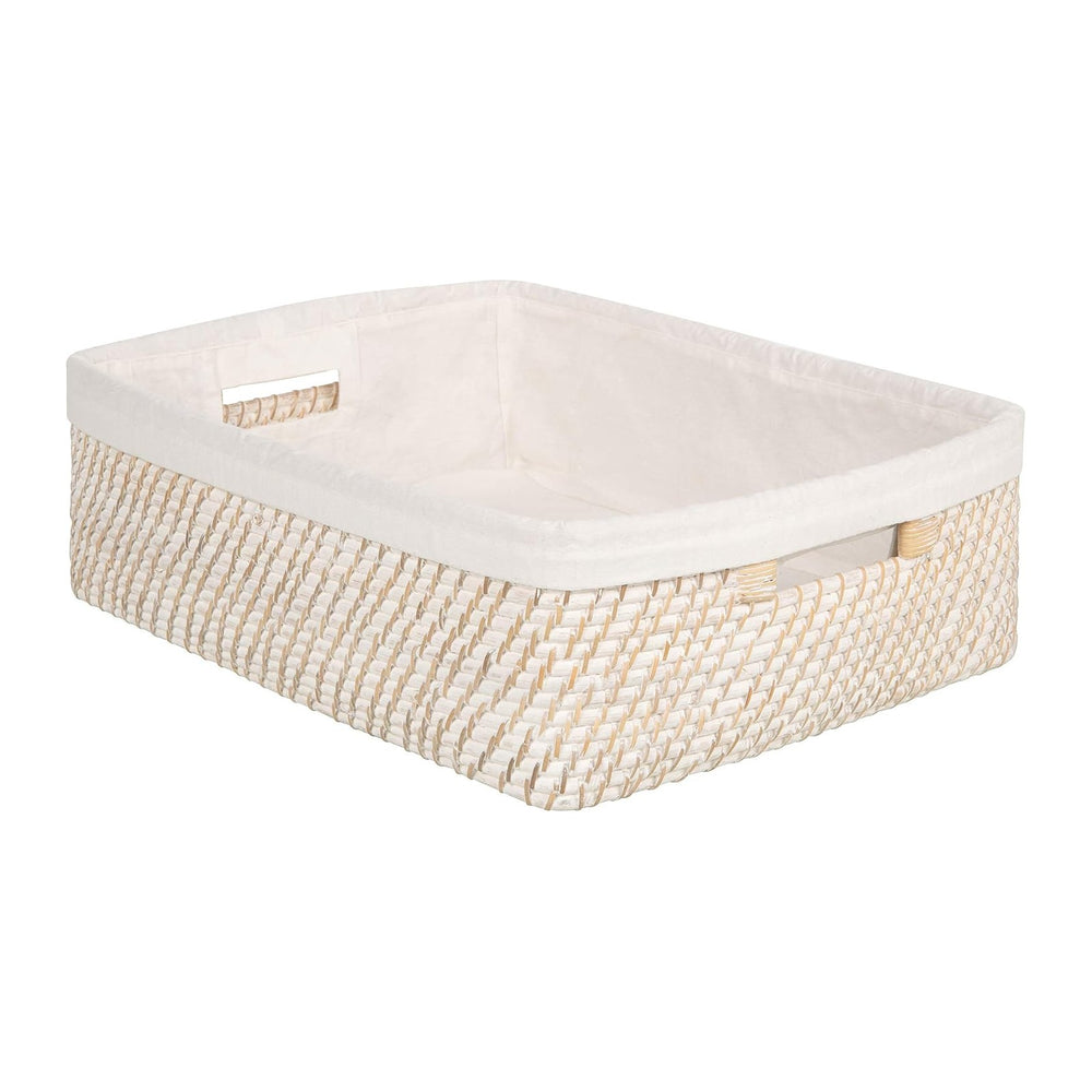 KOUBOO Laguna Rattan Shelf Basket with Cotton Liner, Organizer, White Wash