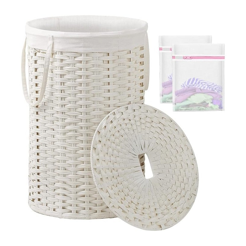 Large Laundry Hamper Laundry Basket Round 34.3 Gal Handwoven Wicker Laundry