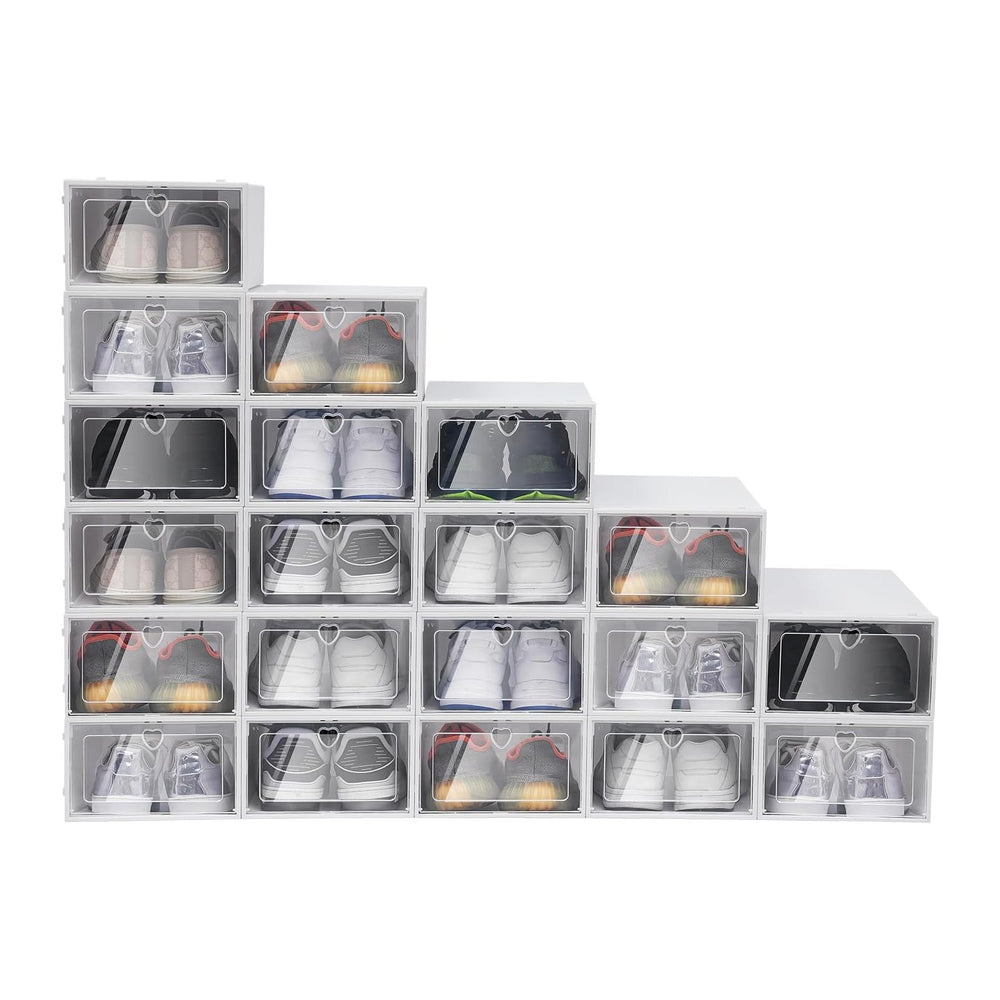 Large Shoe Storage Boxes, 20 Pack Clear Plastic Space Shoe Organizer, Saving ...