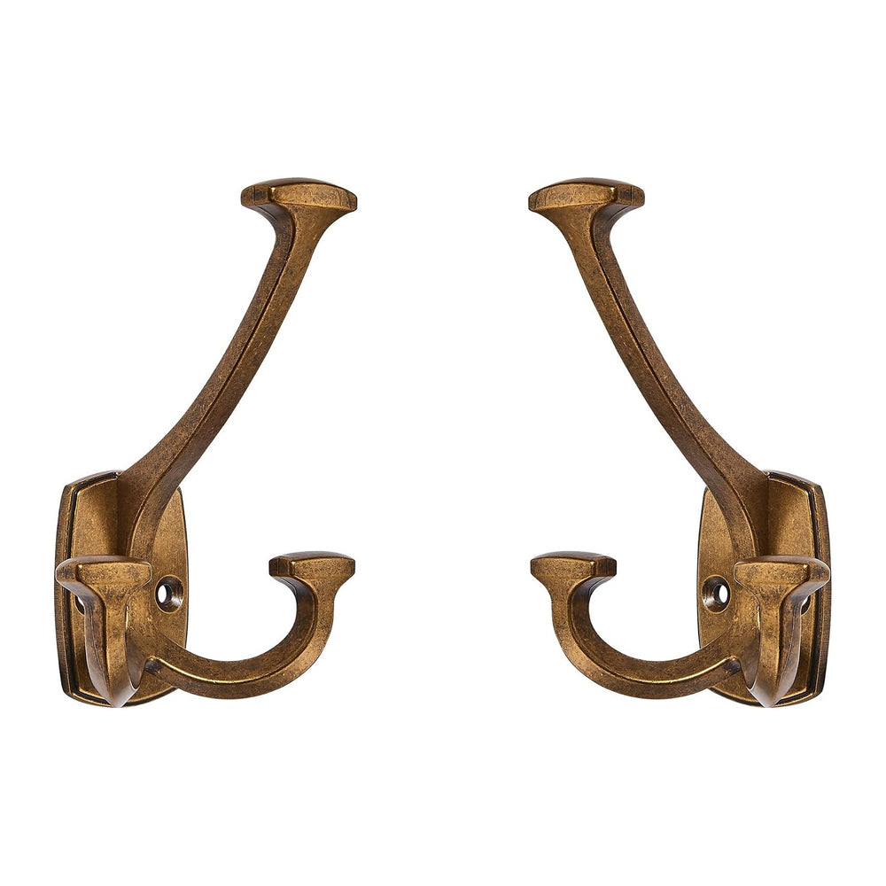 Large Wall Double-Sided Hook 10 Pack Antique Brass Hook Decorative Heavy Duty...