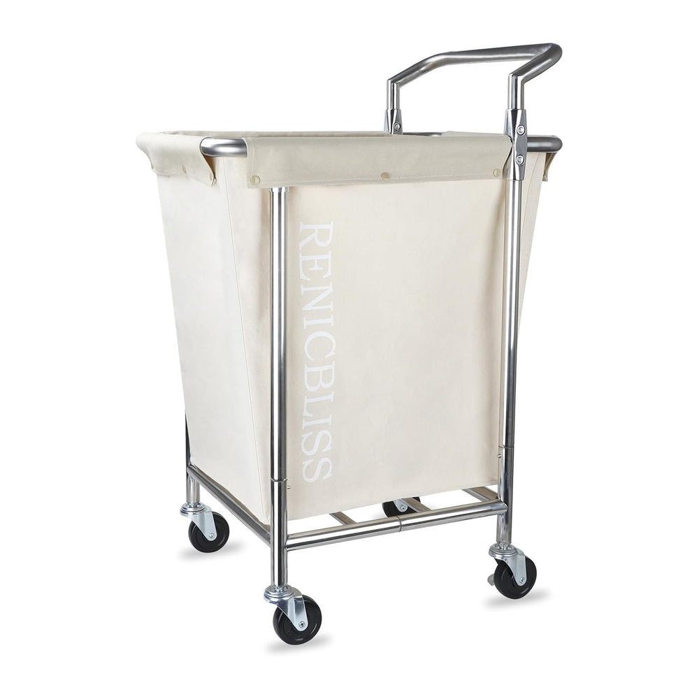 Laundry Cart with Wheels, Rolling Laundry Hamper with Wheels and Handle, Larg...