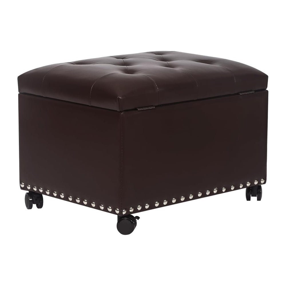Leather Storage Ottoman Bench