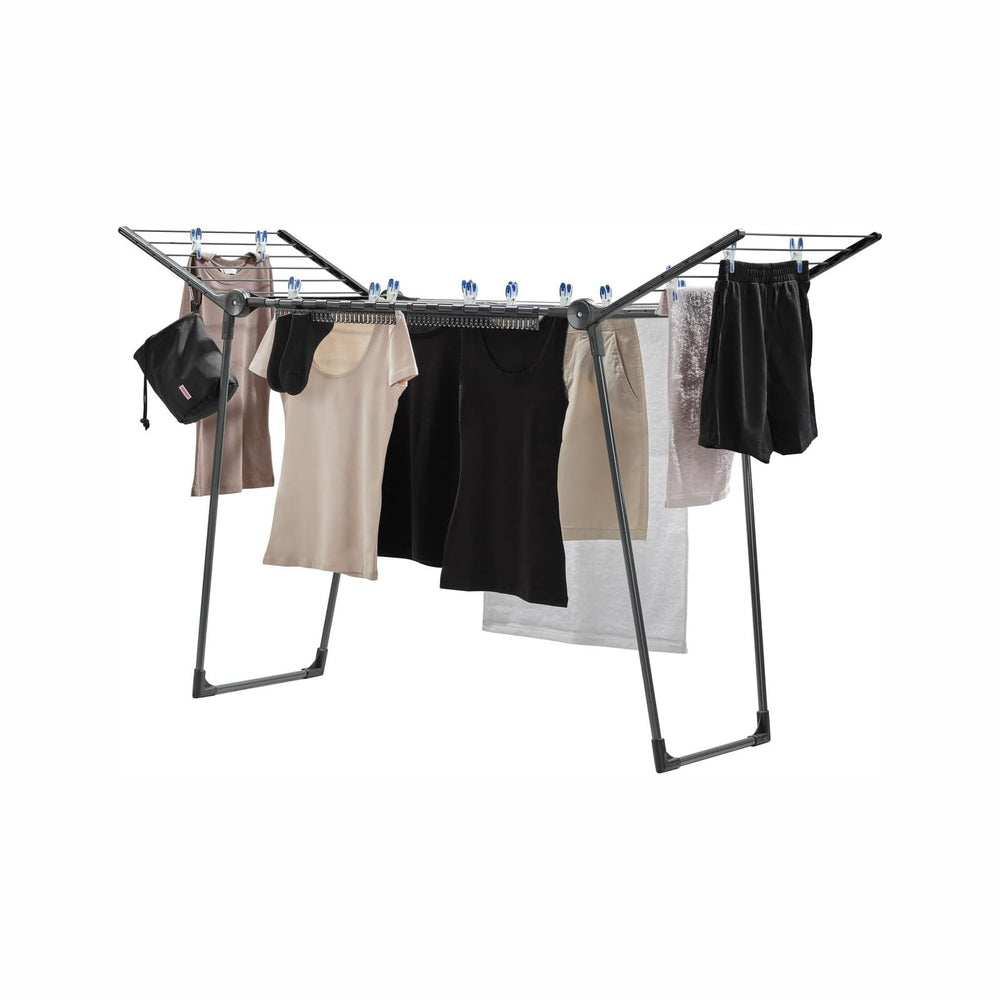 Leifheit Pegasus 150 Solid Slim Black Edition Clothes Airer, Stable Tumble Dr...