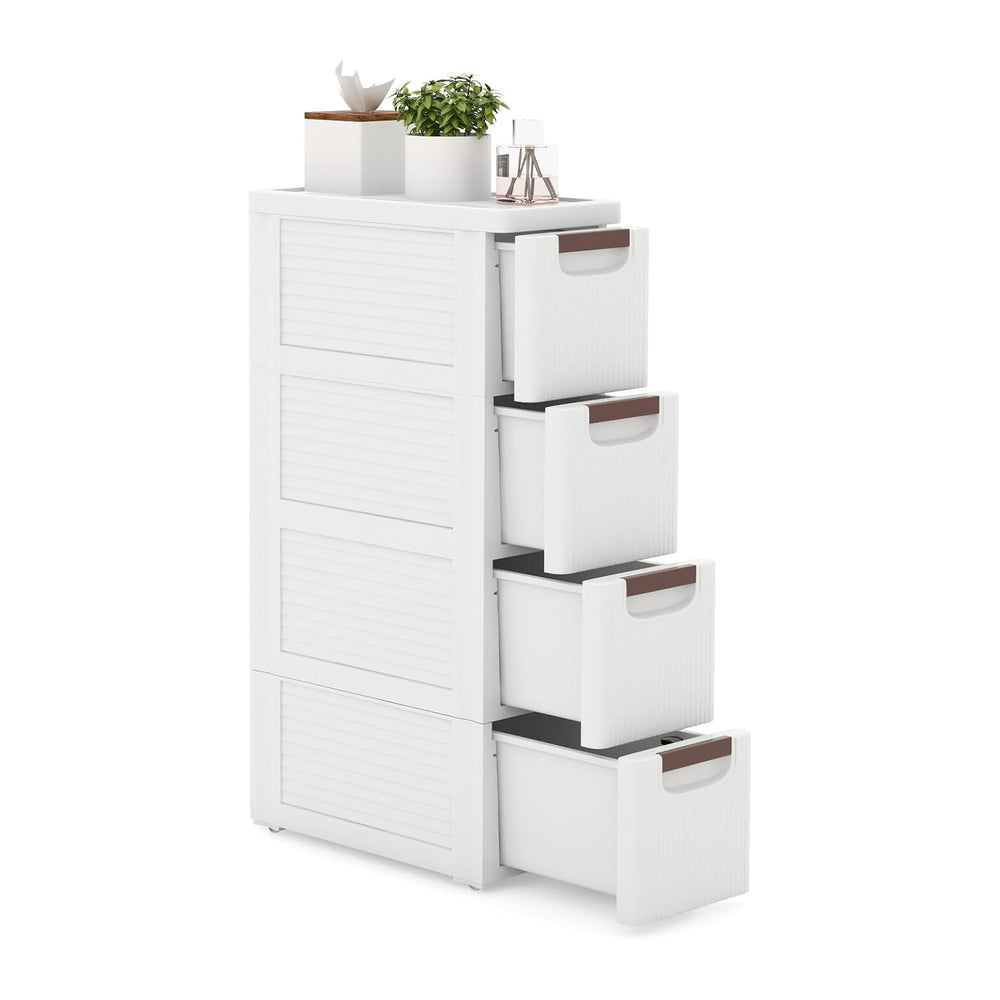 LOKO 4-Drawer Narrow Storage Cabinet, Slim Rolling Cart (7.5"x16.5"...