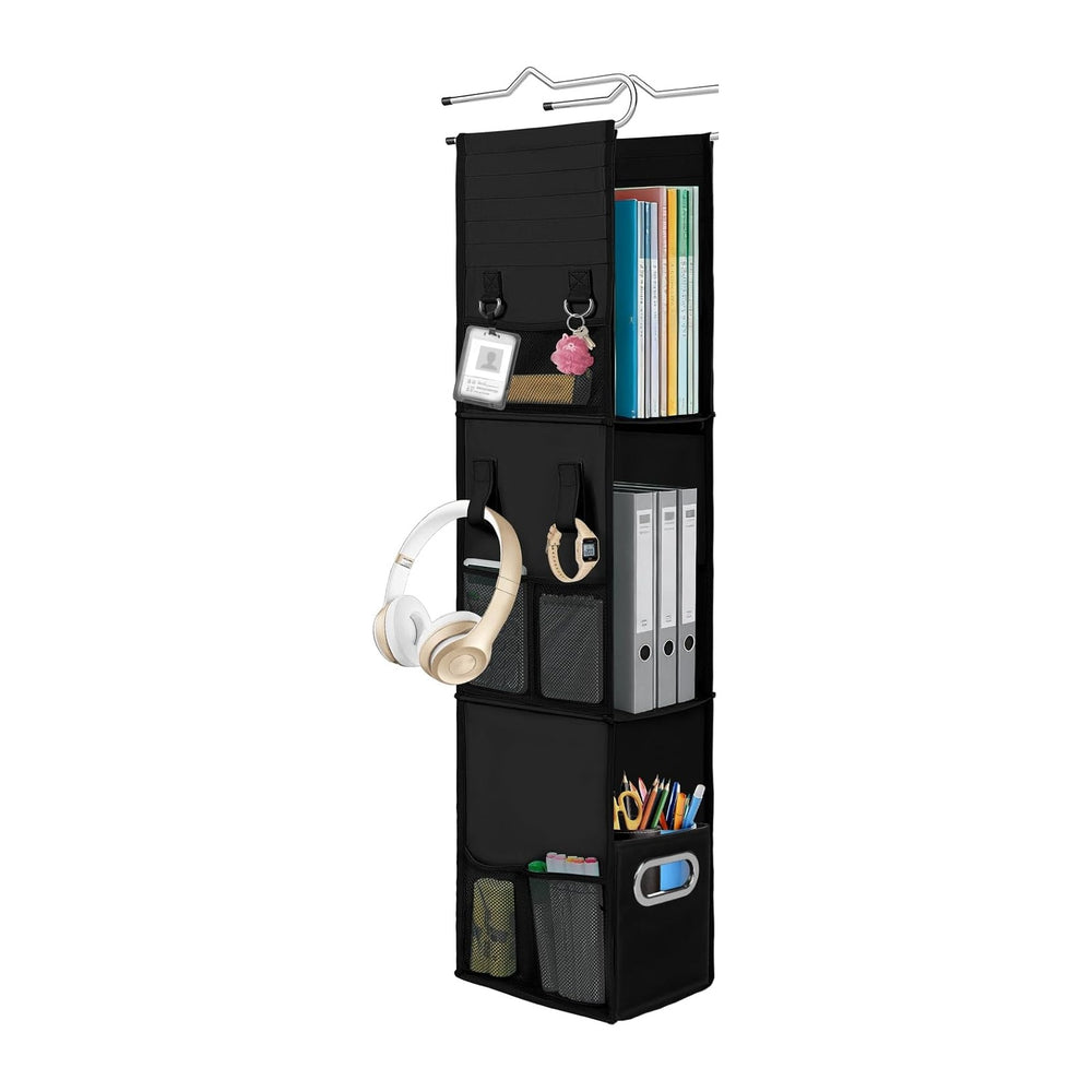 LOVEGRASS 3 Shelf Hanging Locker Organizer with Side Pockets, Dark Black
