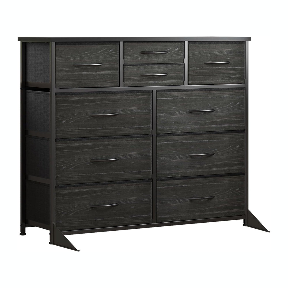 LUMTOK 10 Drawers Dresser with Fabric Bin for Bedroom,Closets，Black Dresser