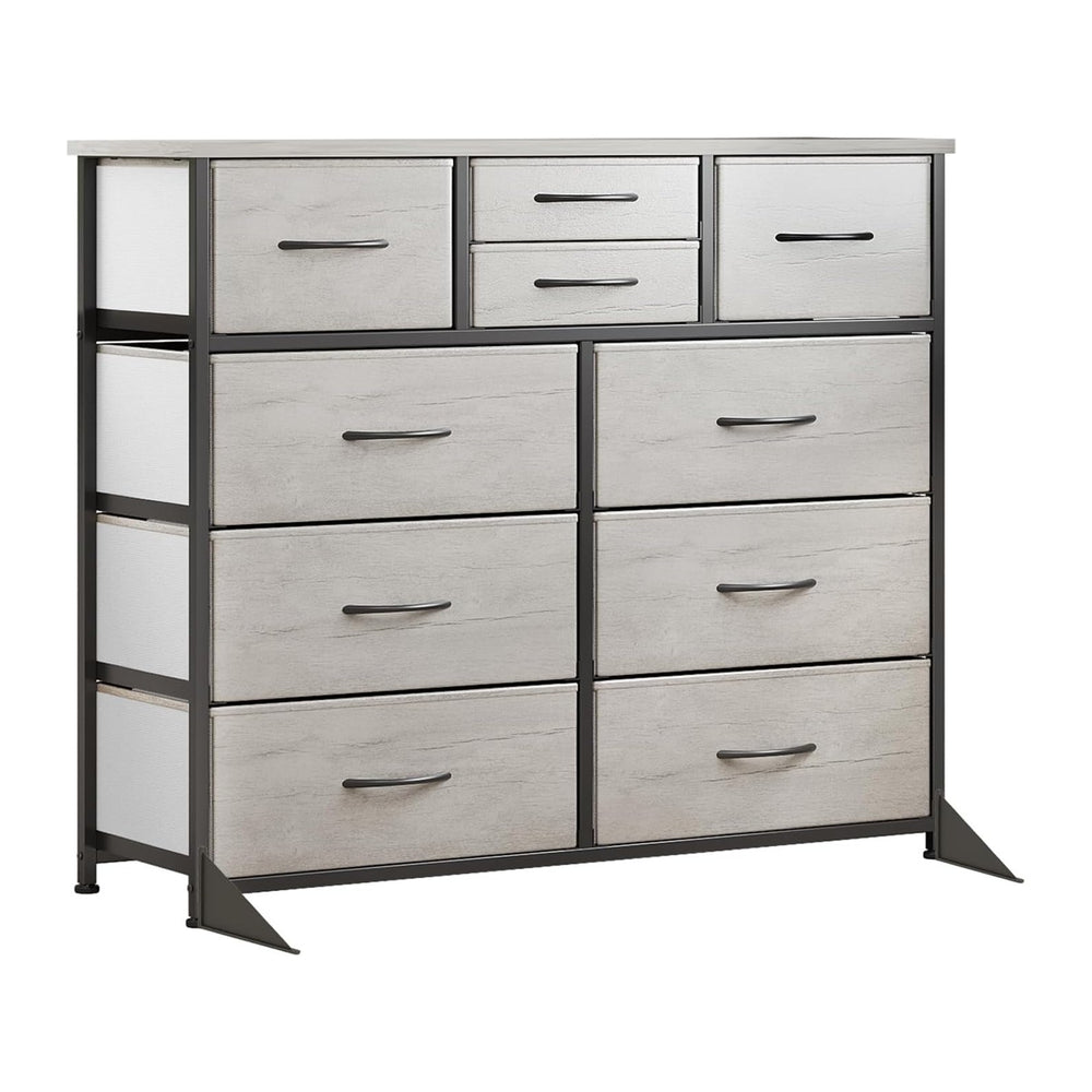 LUMTOK 10 Drawers Dresser with Fabric Bins for Bedroom,Closets，Greige