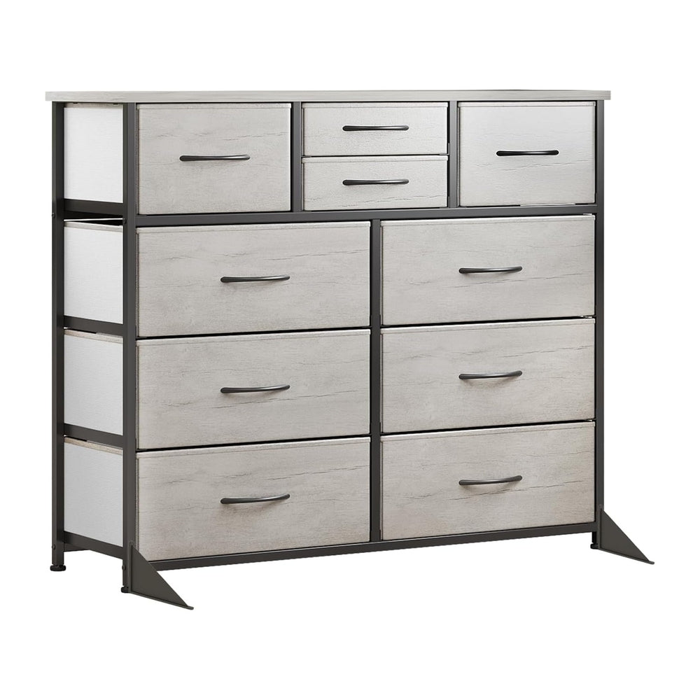 LUMTOK 10 Drawers Dresser with Fabric Bins for Bedroom,Closets，Greige