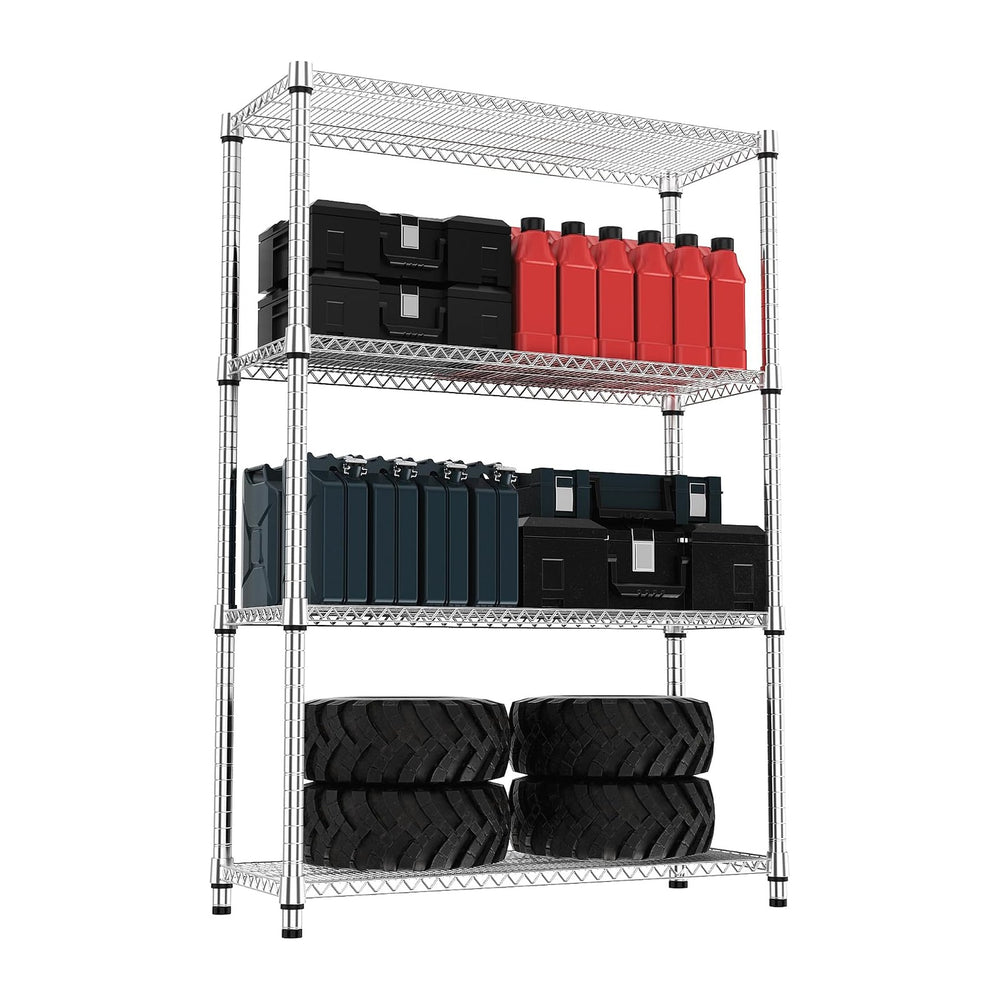 M MZG 4 Tiers Shelf Metal Storage Shelves 2640 lbs Steel Storage Shelving Uti...