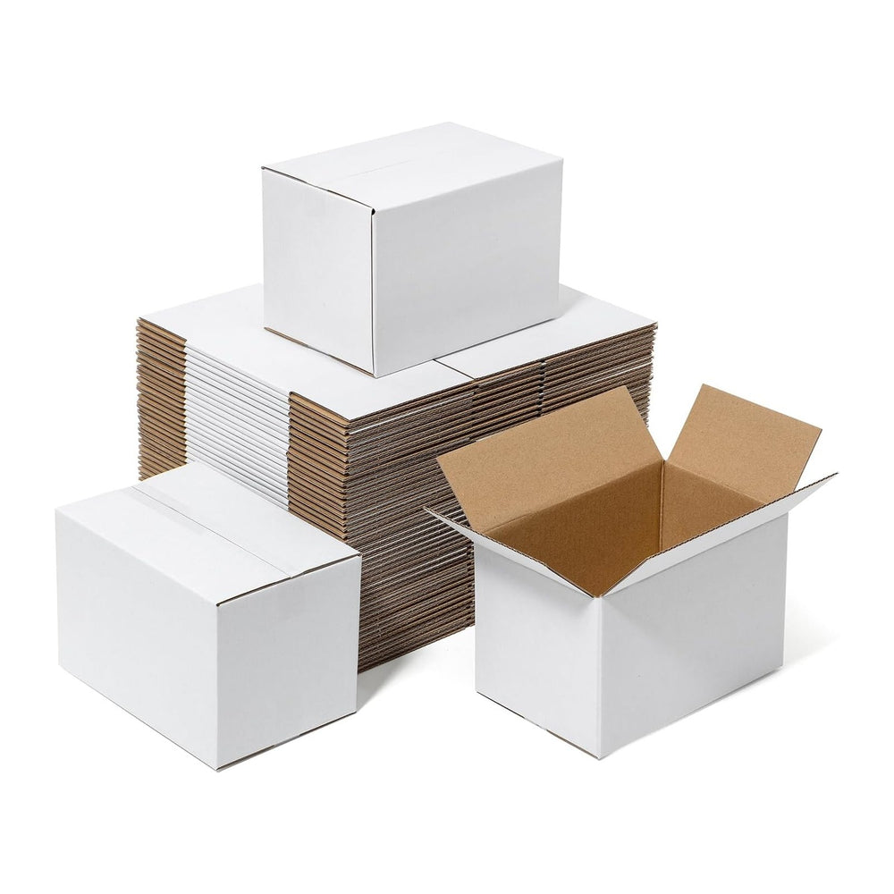 Mefleet 6x4x4" Small Shipping Boxes 100 Pack Corrugated Cardboard Box White