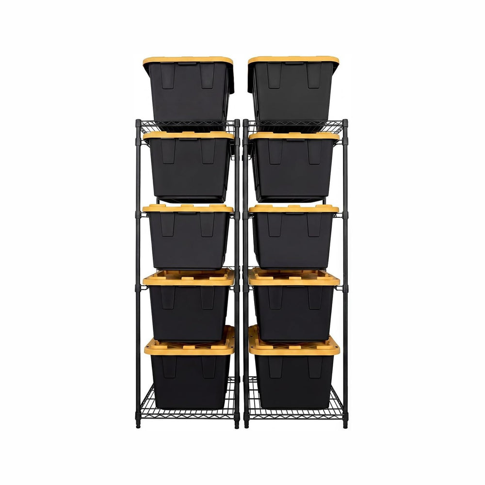 MonsterRAX 2-Pack 5-Tier NSF Bin Rack for 27-Gal Totes, Black