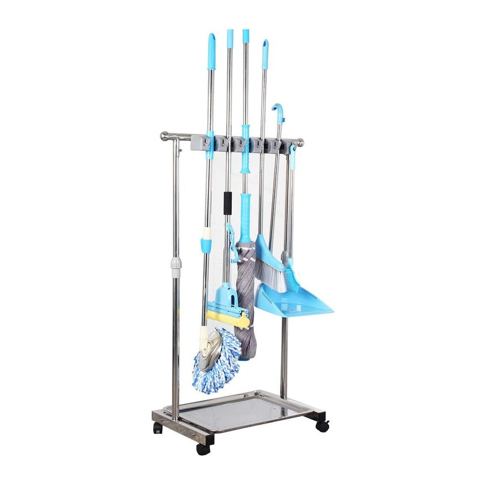 movable mop broom holder put wet mops floor standing cleaning tool rack