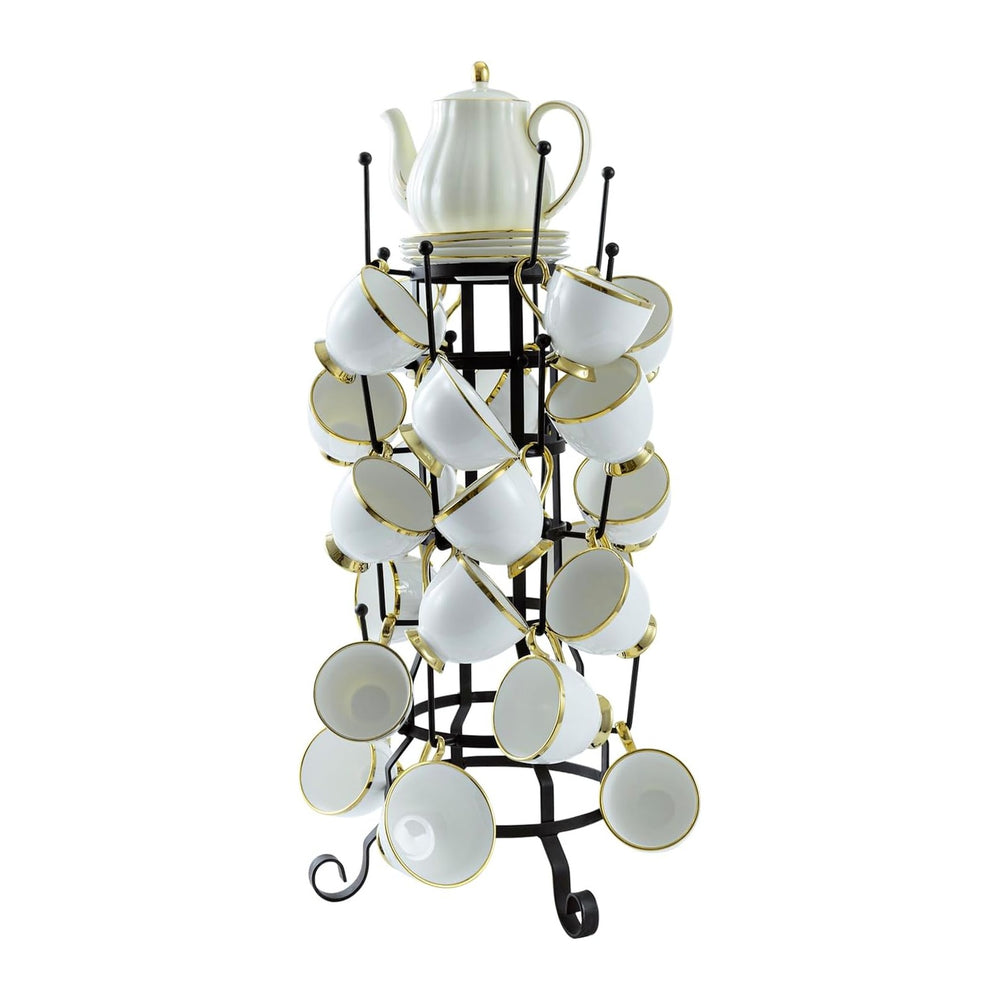 MyGift 24 Hook Rustic Mug Tree Holder for Coffee Cups & Glasses Rack