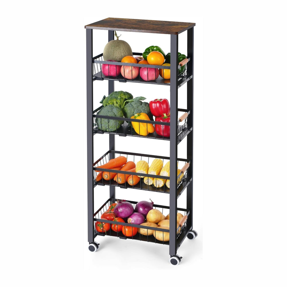 Mythinglogic 5-Tier Fruit & Vegetable Organizer with 4 Pull-Out Baskets