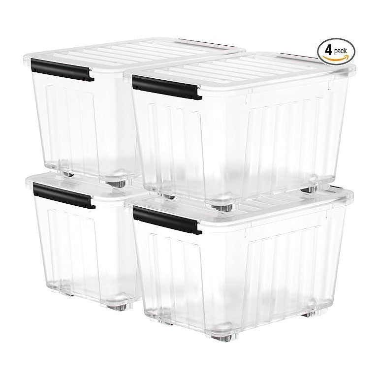 Nazhura 97 Quart Plastic Storage Bin, Stackable and Nestable Storage Boxes