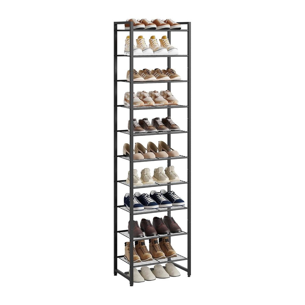 Nunsino Narrow Shoe Rack, 10-Tier Metal Shoe Organizer,Tall Shoe Shelf with A...