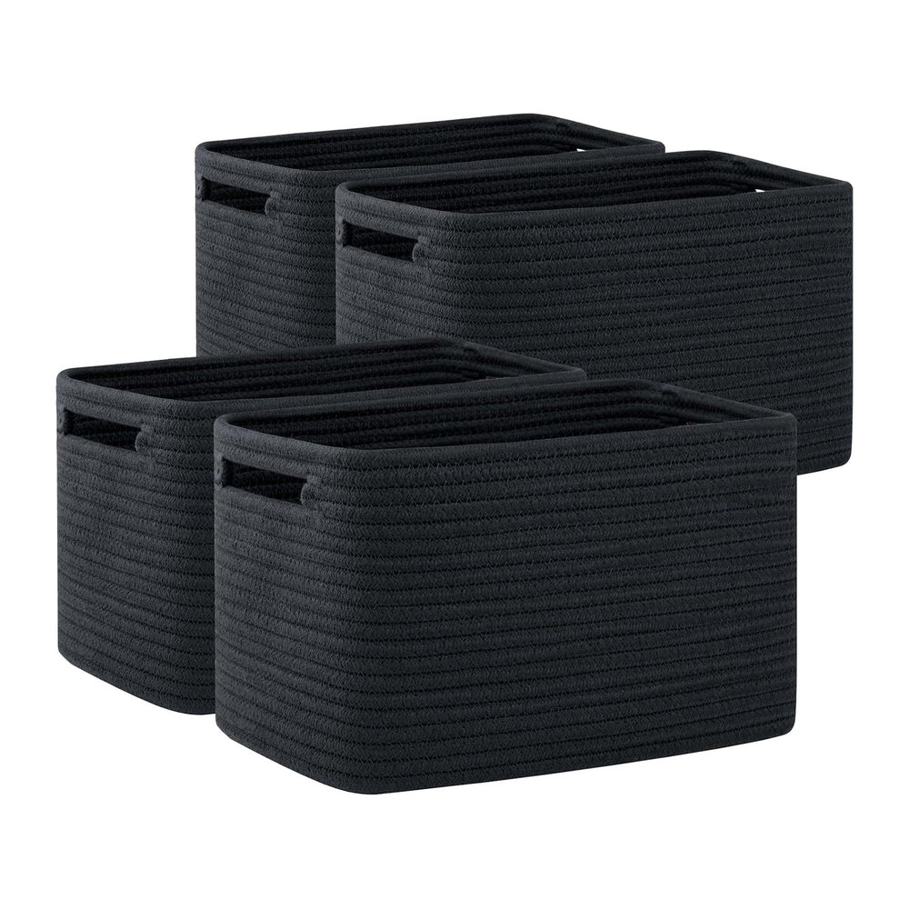 OIAHOMY 4 Pack Storage Baskets for Organizing 24L Cube Storage Bins Black