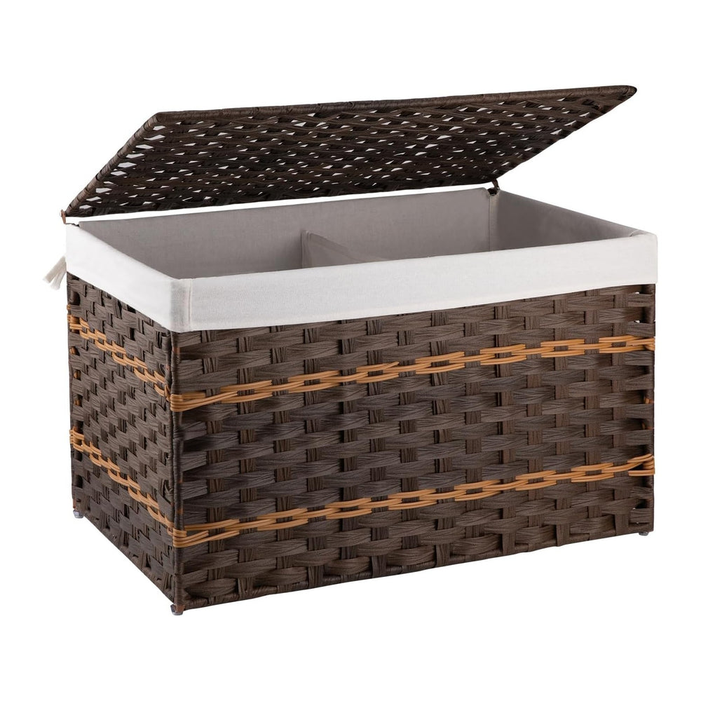 OIAHOMY Storage Basket with Lid, 27.7 Gallon (105L) Blanket Basket with Remov...