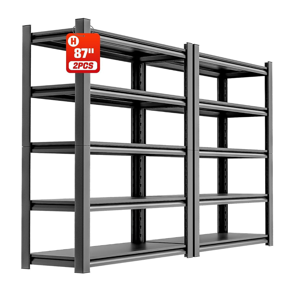 OLLRRACT 5-Tier Garage Shelving, Metal Storage Shelves 2 - Pack