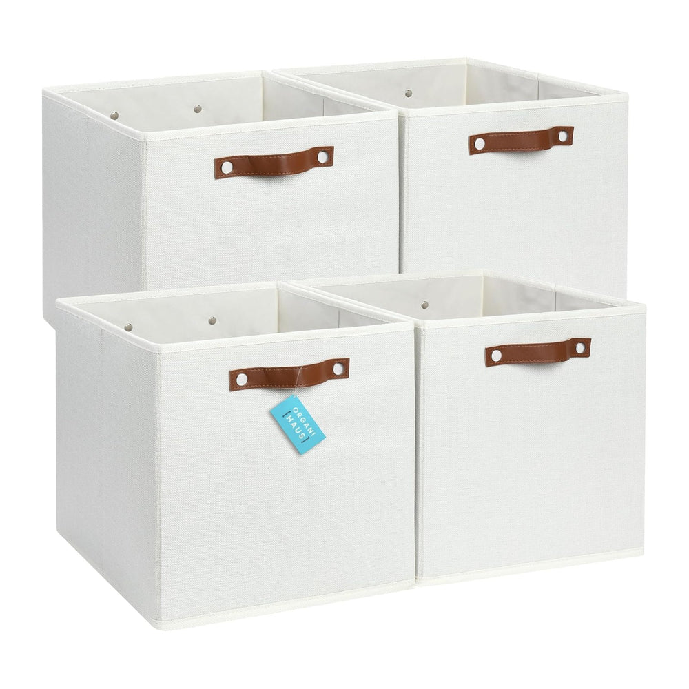 OrganiHaus 13x13 Cube Fabric Storage Bins Set of 4, Fabric Storage Cubes w/